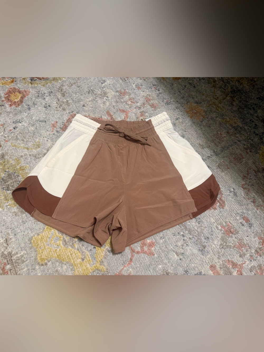 Women's Two-Tone Brown and Cream Athletic Shorts